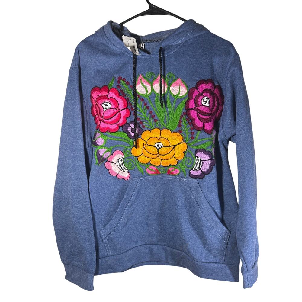 Embroidered Floral Hoodie Women’s [Size] Boho Folk Pullover NWT